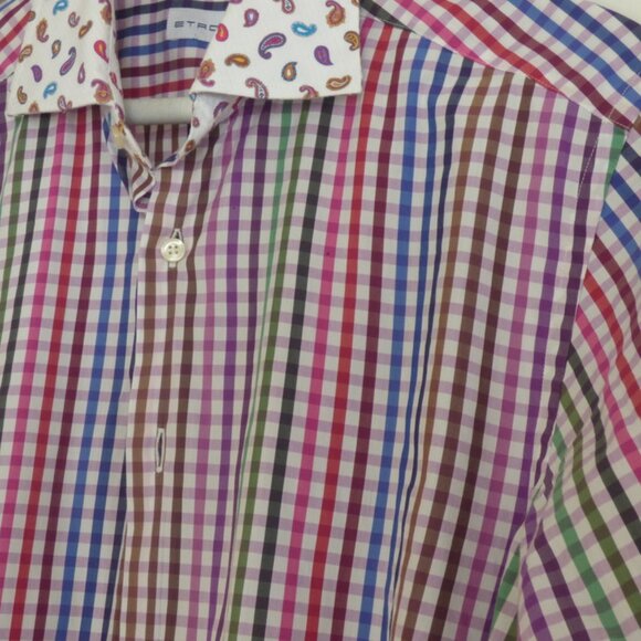Etro gingham dress shirt with contrasting paisley. Only worn once. - Picture 4 of 7